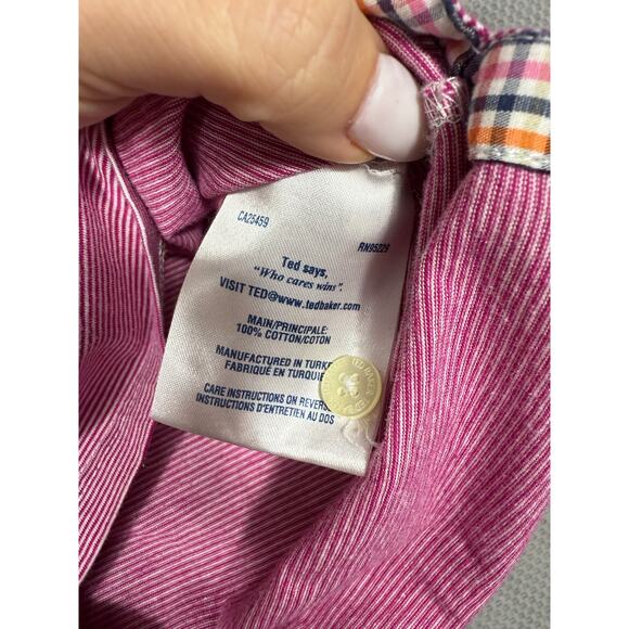 Ted Baker London Red Microstripe Polo Shirt Size 7 (XL) - Picture 8 of 8
